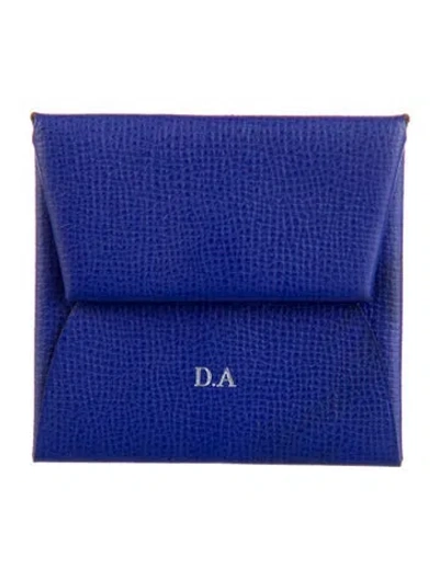 Pre-owned Hermes 2021 Bastia Verso Coin Pouch In Blue