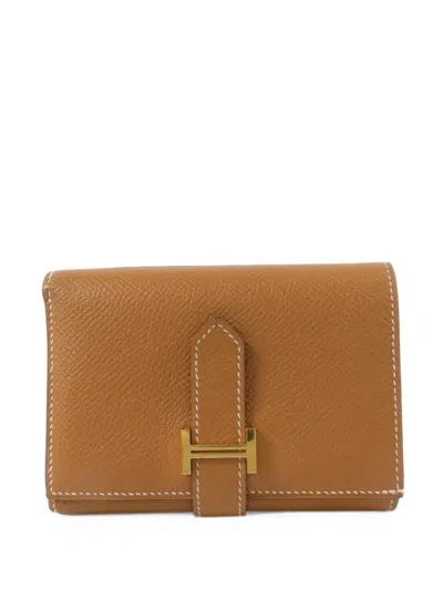 Pre-owned Hermes 2021 Bearn Epsom Tri-fold Wallet In Brown