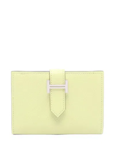 Pre-owned Hermes 2021 Béarn Leather Card Case In Yellow