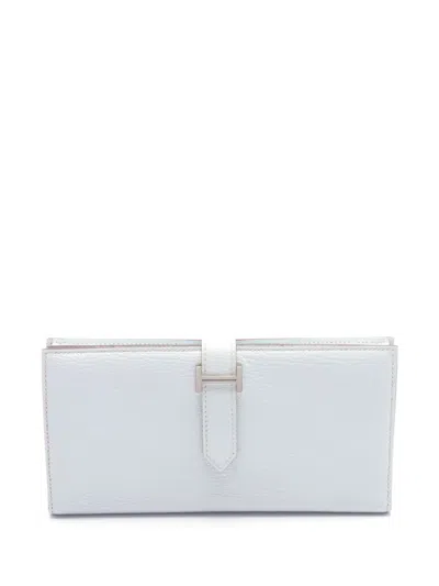 Pre-owned Hermes 2021 Bearn Soufflet Wallet In Blue