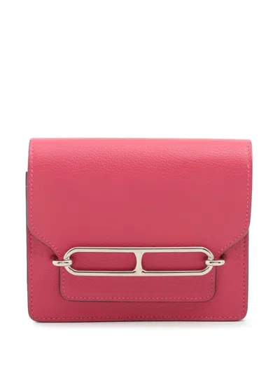 Pre-owned Hermes 2021 Bicolor Evercolor Roulis Slim Wallet Small Wallets In Pink