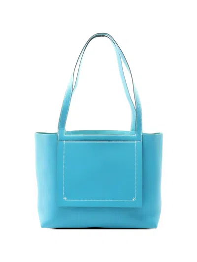 Pre-owned Hermes 2021 Cabasserie 31 Leather Shoulder Bag In Blue