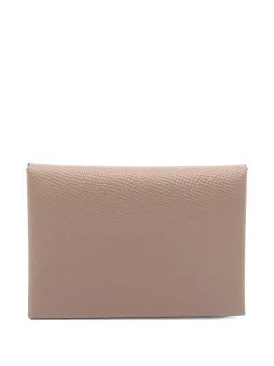 Pre-owned Hermes 2021 Calvi Duo Purse In Brown