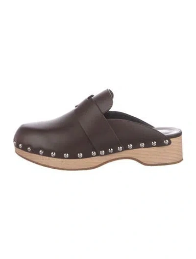 Pre-owned Hermes 2021 Calya Mules In Brown
