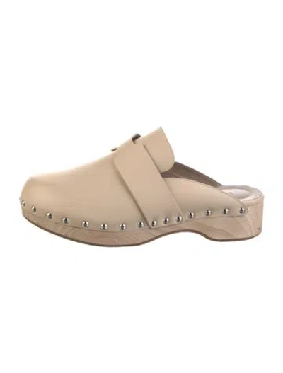 Pre-owned Hermes 2021 Calya Mules In Neutrals