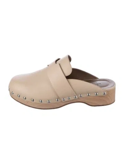 Pre-owned Hermes 2021 Calya Mules In Neutrals
