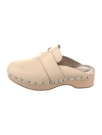 Pre-owned Hermes 2021 Calya Mules In Neutrals