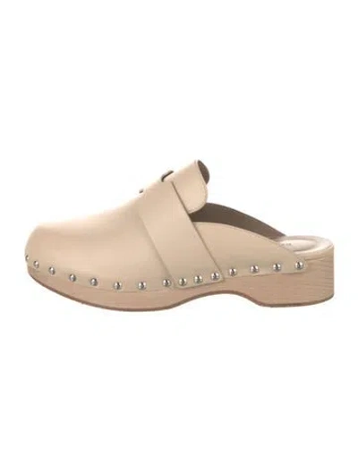 Pre-owned Hermes 2021 Calya Mules In Neutrals