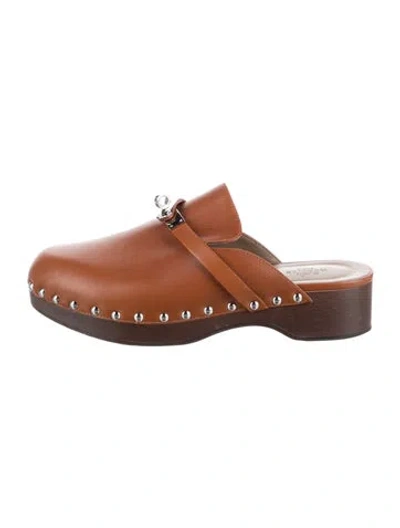 Pre-owned Hermes 2021 Carlotta Mules In Brown