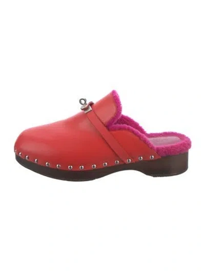 Pre-owned Hermes 2021 Carlotta Mules In Red
