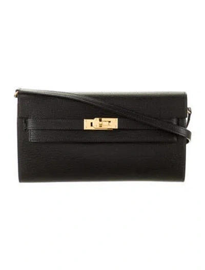 Pre-owned Hermes 2021 Chevre Mysore Kelly Classique To Go Wallet In Black