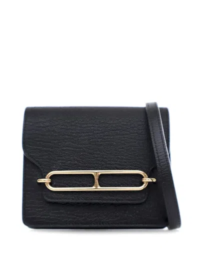 Pre-owned Hermes 2021 Chevre Mysore Roulis Slim Wallet Small Wallets In Black