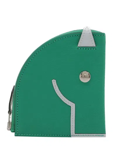 Pre-owned Hermes 2021 Chevre Paddock Case Coin Pouch In Green