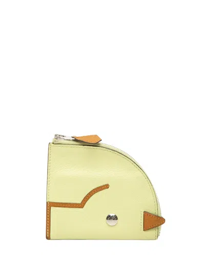 Pre-owned Hermes 2021 Chevre Paddock Case Coin Pouch In Yellow