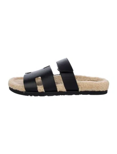 Pre-owned Hermes 2021 Chypre Slides In Black