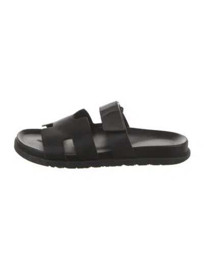 Pre-owned Hermes 2021 Chypre Slides In Black
