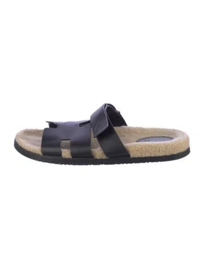 Pre-owned Hermes 2021 Chypre Slides In Black