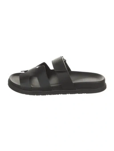 Pre-owned Hermes 2021 Chypre Slides In Black