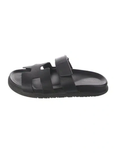 Pre-owned Hermes 2021 Chypre Slides In Black