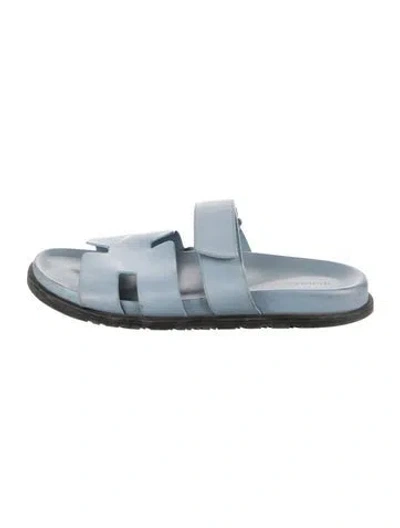 Pre-owned Hermes 2021 Chypre Slides In Blue