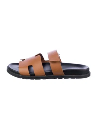 Pre-owned Hermes 2021 Chypre Slides In Blue