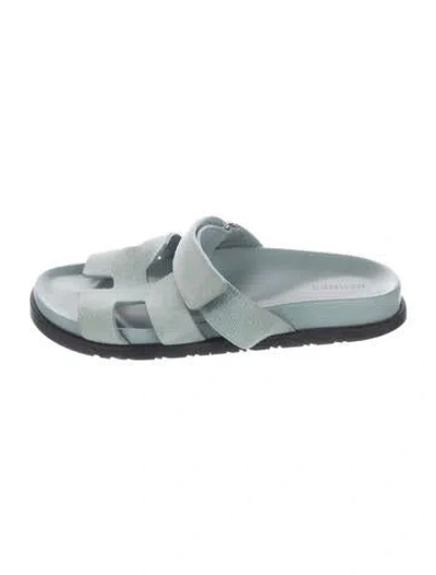 Pre-owned Hermes 2021 Chypre Slides In Blue