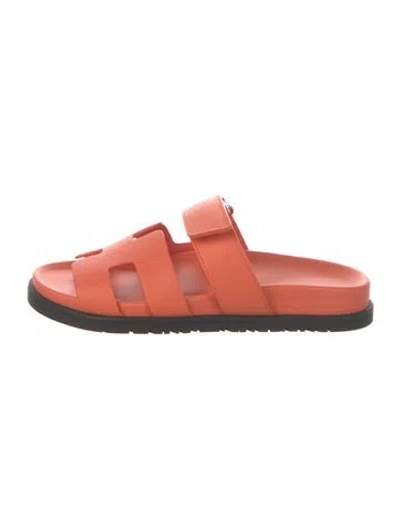 Pre-owned Hermes 2021 Chypre Slides W/ Tags In Orange