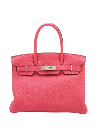 Pre-owned Hermes 2021 Clemence Birkin Retourne 30 Handbag In Pink