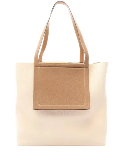 Pre-owned Hermes 2021 Clemence Cabasellier 46 Tote Bag In Neutral