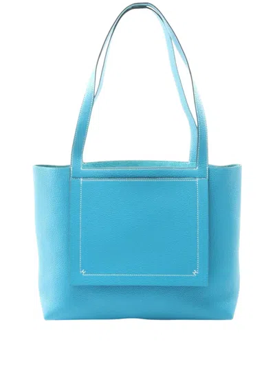 Pre-owned Hermes 2021 Clemence Double Sens 31 Tote Bag In Blue