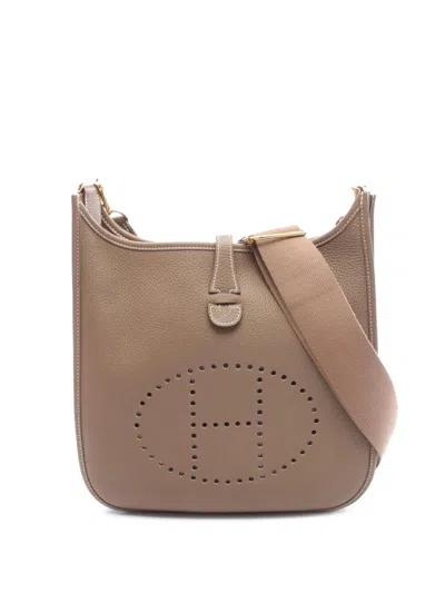 Pre-owned Hermes 2021 Clemence Evelyne Iii Pm Crossbody Bag In Brown