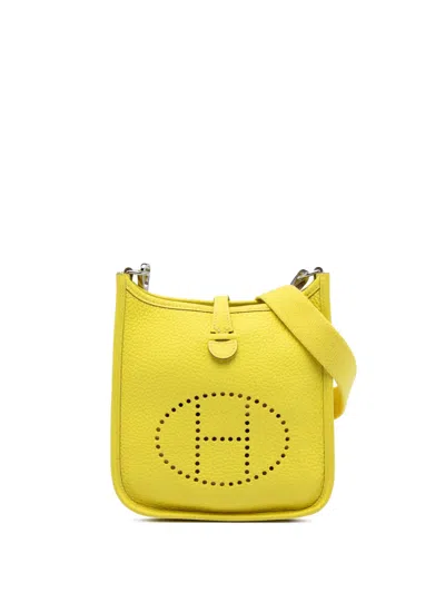 Pre-owned Hermes 2021 Clemence Evelyne Tpm Crossbody Bag In Yellow