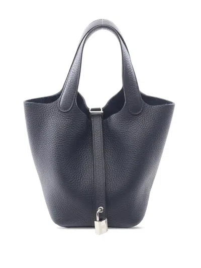 Pre-owned Hermes 2021 Clemence Picotin Lock 18 Handbag In Blue