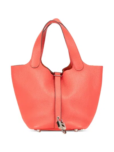 Pre-owned Hermes 2021 Clemence Picotin Lock 18 Handbag In Orange