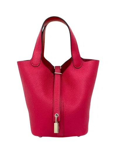 Pre-owned Hermes 2021 Clemence Picotin Lock 18 Handbag In Pink