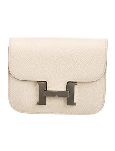Pre-owned Hermes 2021 Constance Compact Wallet In Neutral