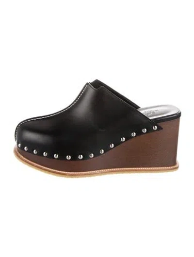 Pre-owned Hermes 2021 Earth Mules In Black