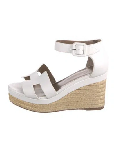 Pre-owned Hermes 2021 Elda Espadrilles In White