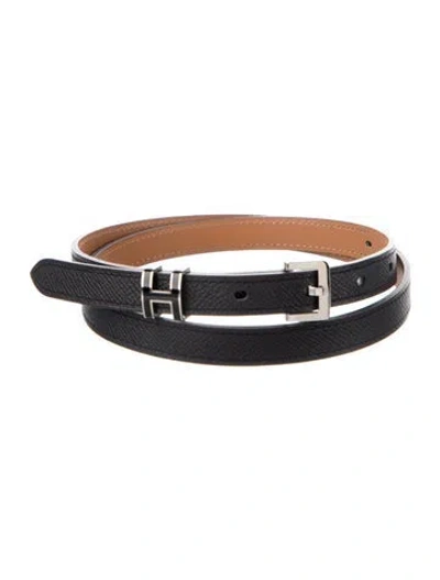 Pre-owned Hermes 2021 Epsom Leather H Belt In Black