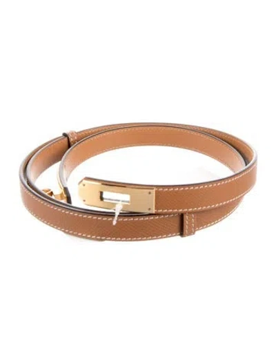 Pre-owned Hermes 2021 Epsom Leather Kelly Belt In Neutral