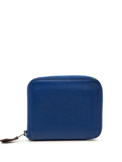 Pre-owned Hermes 2021 Epsom Silk In Compact Wallet Small Wallets In Blue