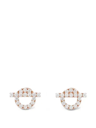 Pre-owned Hermes 2021 Finesse Diamond Earrings In Pink