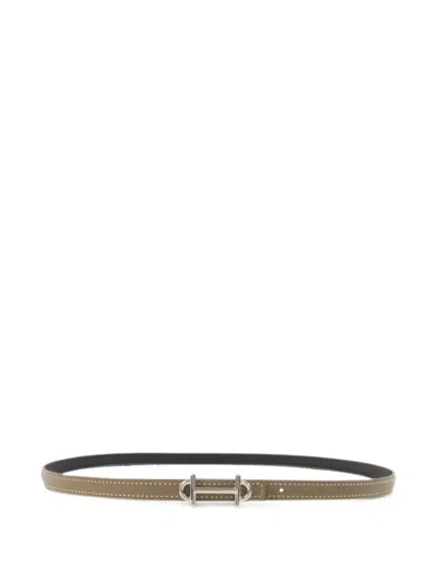 Pre-owned Hermes 2021 Gamma Leather Belt In Neutral