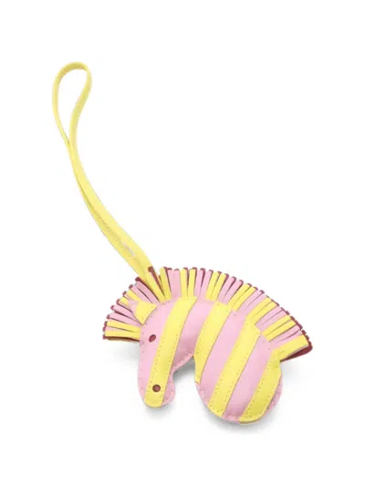 Pre-owned Hermes 2021 Geezee Zebra Bag Charm In Pink