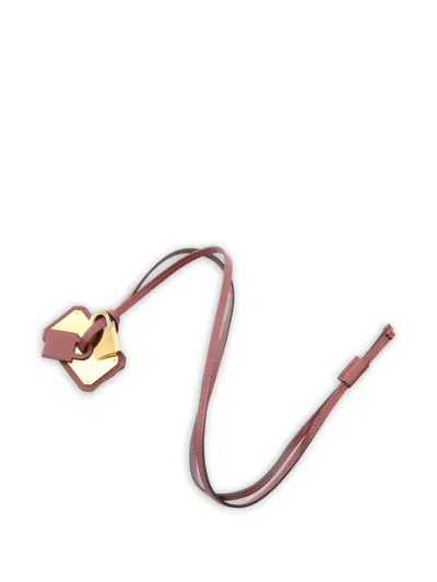 Pre-owned Hermes 2021 Gm O'kelly Padlock Leather Necklace In Red