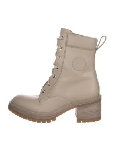 Pre-owned Hermes 2021 Grege Combat Boots In Neutral