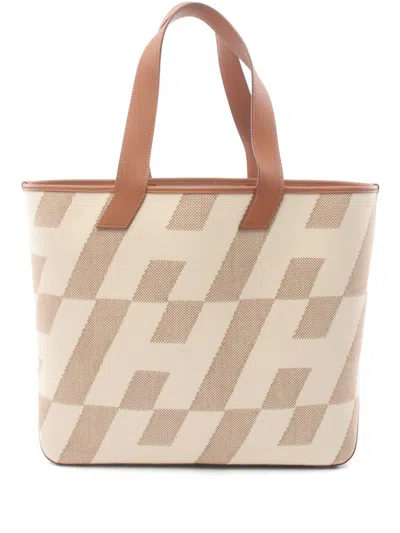 Pre-owned Hermes 2021 H En Biais Gm Tote Bag In ブラウン