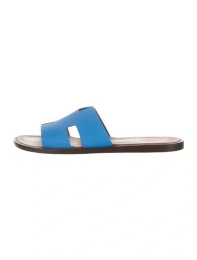 Pre-owned Hermes 2021 Izmir Slides In Blue