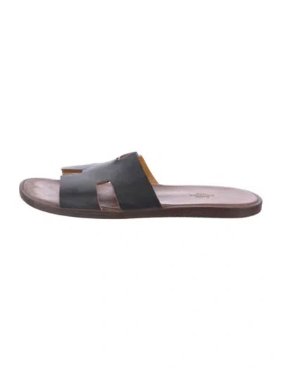 Pre-owned Hermes 2021 Izmir Slides In Brown