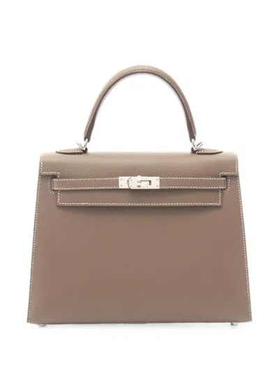 Pre-owned Hermes 2021 Kelly 25 Handbag In Neutral
